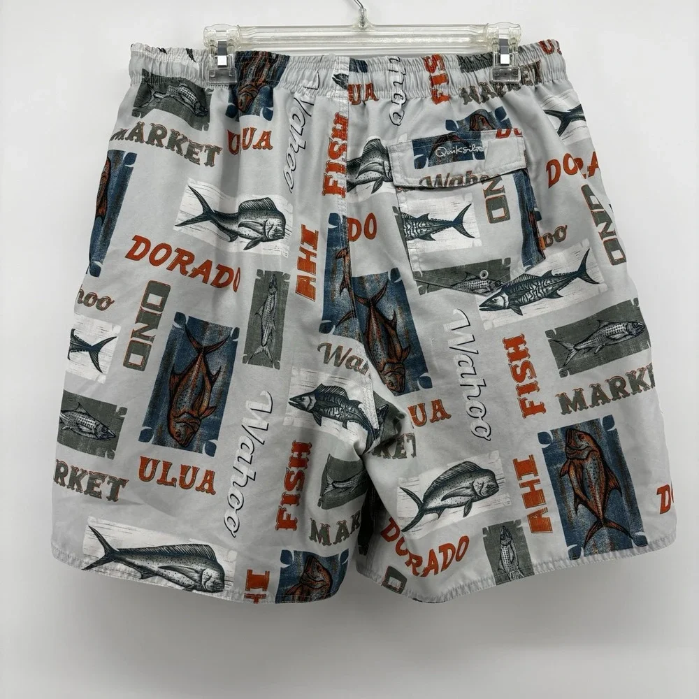Quick Silver Shorts Mens Swim Trunks XL Fishing AOP Waterman‎ Board Shorts